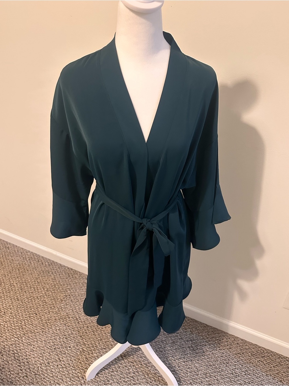 Birdy Grey Emerald Green Women's Robe with Tie Waist Size XS/S